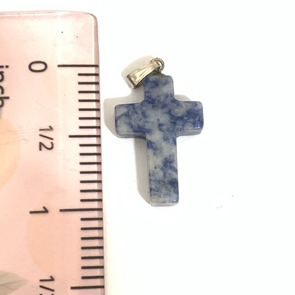 Blue Lapiz Cross Pendant - Picture 3 of 5